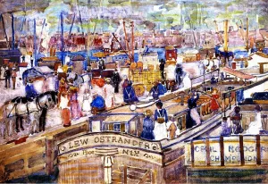 A Dock Scene by Maurice Brazil Prendergast Oil Painting Reproduction