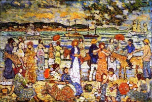 Along the Shore by Maurice Brazil Prendergast - Hand-Painted Oil Painting Reproduction