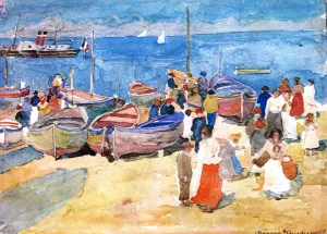 At the Shore Capri by Maurice Brazil Prendergast Oil Painting Reproduction