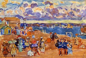 Beach at St. Malo by Maurice Brazil Prendergast Oil Painting Reproduction