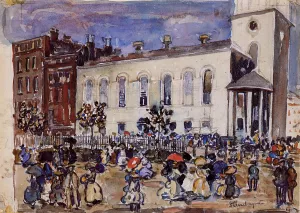Boston also known as Park St., Boston by Maurice Brazil Prendergast - Hand-Painted Oil Painting Reproduction