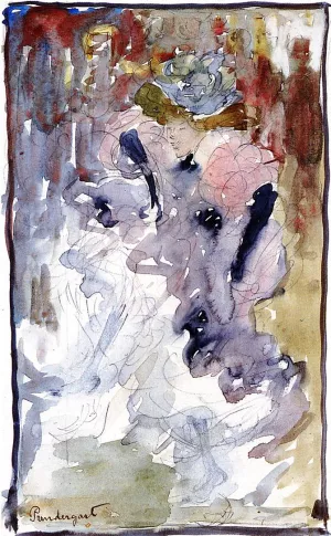 Can-Can Dancer by Maurice Brazil Prendergast - Hand-Painted Oil Painting Reproduction