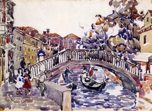 Canal Scene, Venice by Maurice Brazil Prendergast - Hand-Painted Oil Painting Reproduction