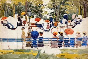 Central Park also known as Central Park, New York City by Maurice Brazil Prendergast - Hand-Painted Oil Painting Reproduction