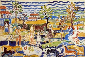 Decorative Composition by Maurice Brazil Prendergast Oil Painting Reproduction