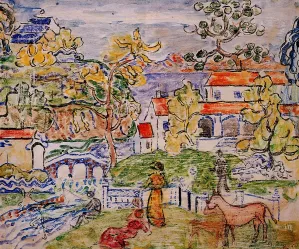 Figures and Donkeys also known as Fantasy with Horse by Maurice Brazil Prendergast Oil Painting Reproduction