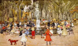 In Central Park, New York by Maurice Brazil Prendergast - Hand-Painted Oil Painting Reproduction