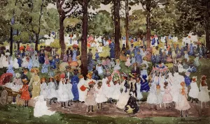 May Day, Central Park by Maurice Brazil Prendergast - Hand-Painted Oil Painting Reproduction