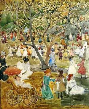May Party also known as May Day, Central Park by Maurice Brazil Prendergast Oil Painting Reproduction