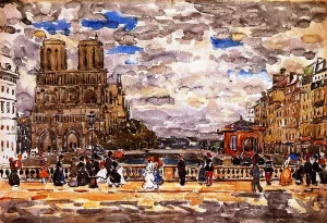Notre Dame, Paris by Maurice Brazil Prendergast - Hand-Painted Oil Painting Reproduction