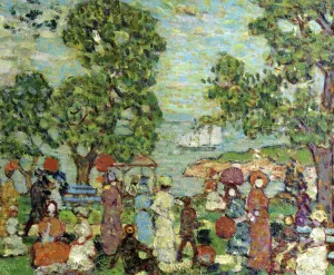 Park Scene Near Bay by Maurice Brazil Prendergast - Hand-Painted Oil Painting Reproduction