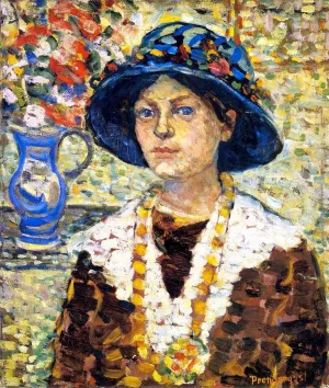 Portrait of a Girl with Flowers by Maurice Brazil Prendergast Oil Painting Reproduction