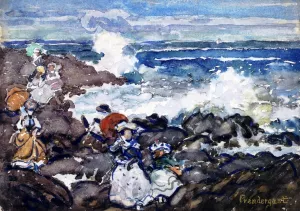Rocks, Waves and Figures by Maurice Brazil Prendergast Oil Painting Reproduction