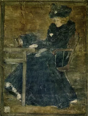 Seated Woman in Blue also known as At the Cafe by Maurice Brazil Prendergast - Hand-Painted Oil Painting Reproduction