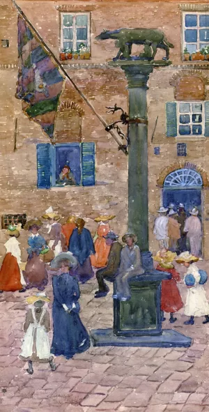 Sienna - Column of the Wolf by Maurice Brazil Prendergast - Hand-Painted Oil Painting Reproduction