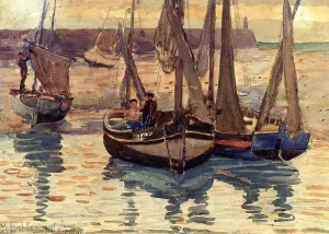 Small Fishing Boats, Treport, France by Maurice Brazil Prendergast Oil Painting Reproduction