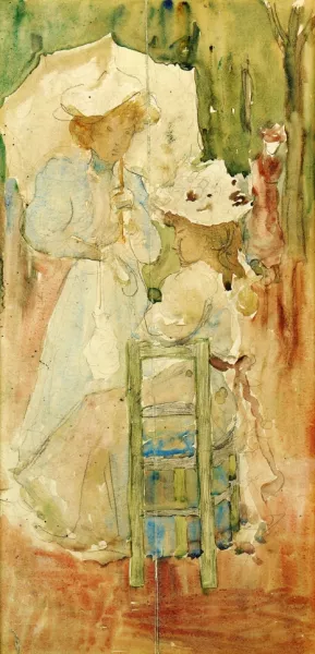 Two Women in a Park by Oil Painting Reproduction