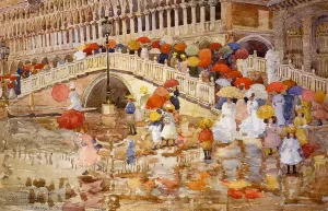 Umbrellas in the Rain by Maurice Brazil Prendergast Oil Painting Reproduction