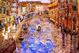 Venetian Canal Scene by Maurice Brazil Prendergast Oil Painting Reproduction