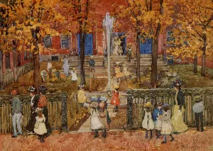 West Church, Boston also known as Red School House, Boston or West Church at Cambridge and Lynde Streets by Oil Painting Reproduction
