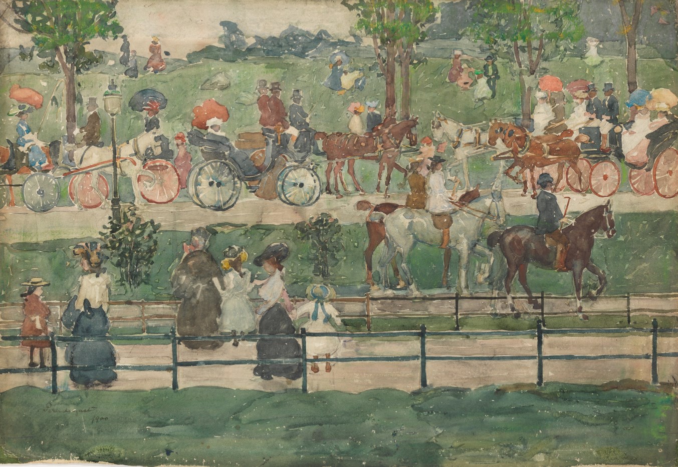 Central Park by Maurice Prendergast, 1900, watercolor and graphite on paper, Whitney Museum